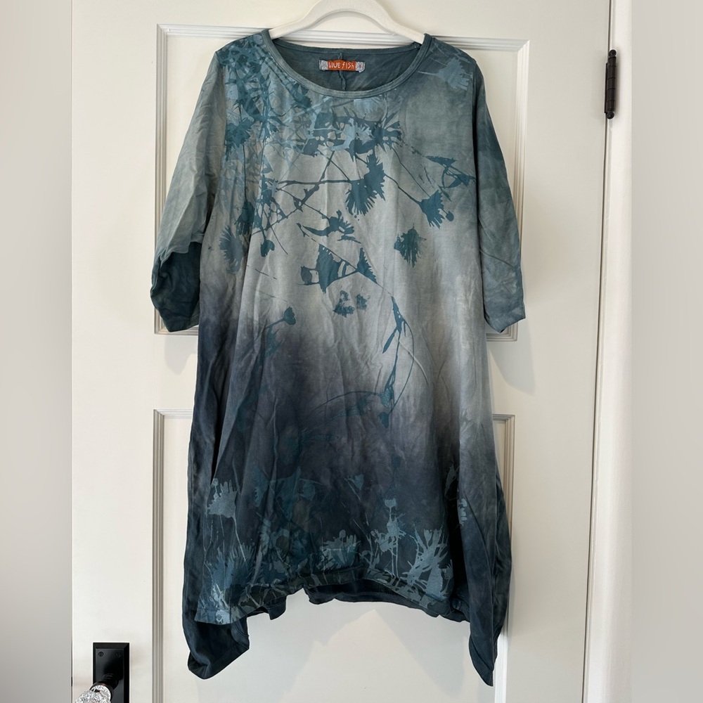 Blue Fish Wander Tunic - Favorite Grey Blue Print